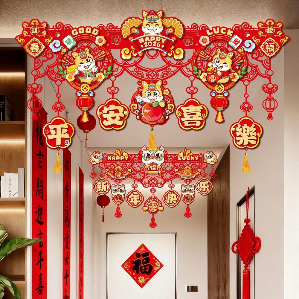 Flocking Lunar Year Decor 2026 Horse-themed New Year Decor Festive Lucky Pendant  Chinese New Year