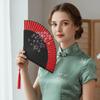 Chinese Style Tassel Folding Fan Exquisite Kimono Fan Blossom Printing Folded Fan  Home Decoration