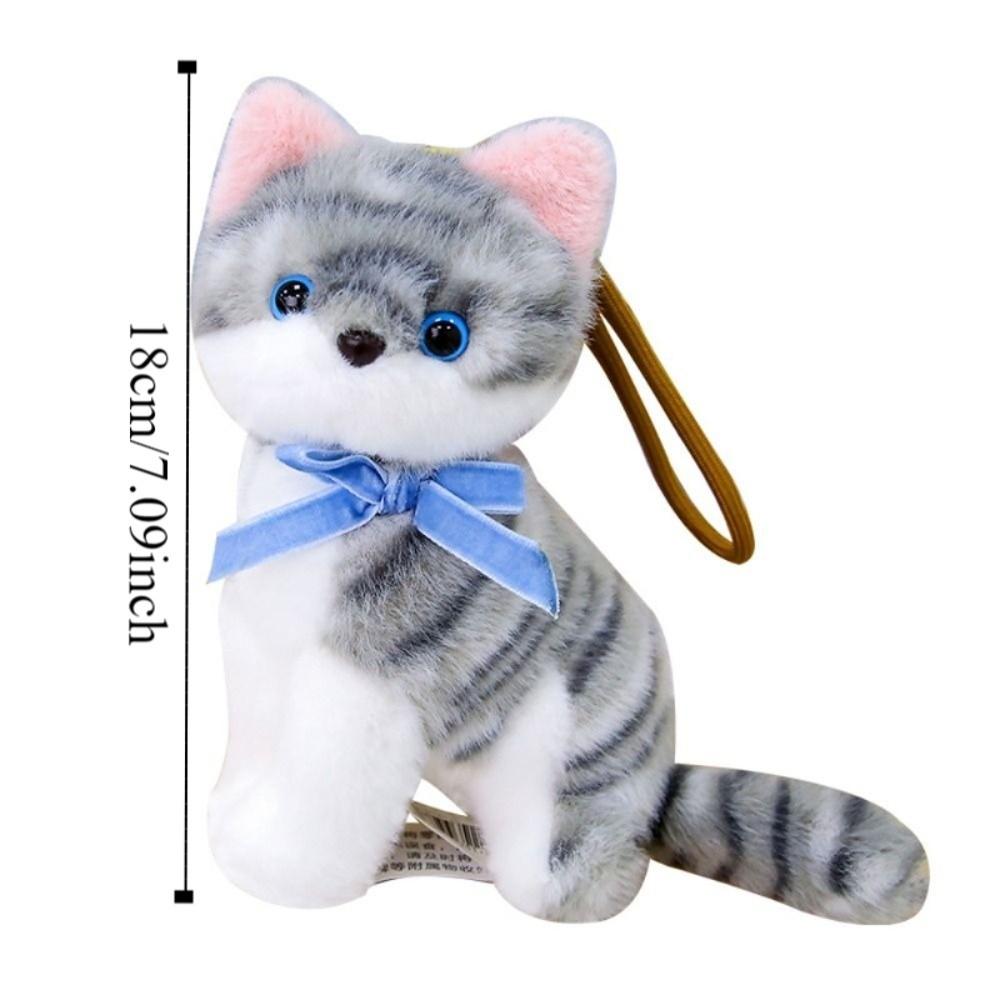 PP Cotton Small Cat Plush Keychain Lifelike Simulated Cat Plush Doll Cat Plush Bag Pendant  Friend