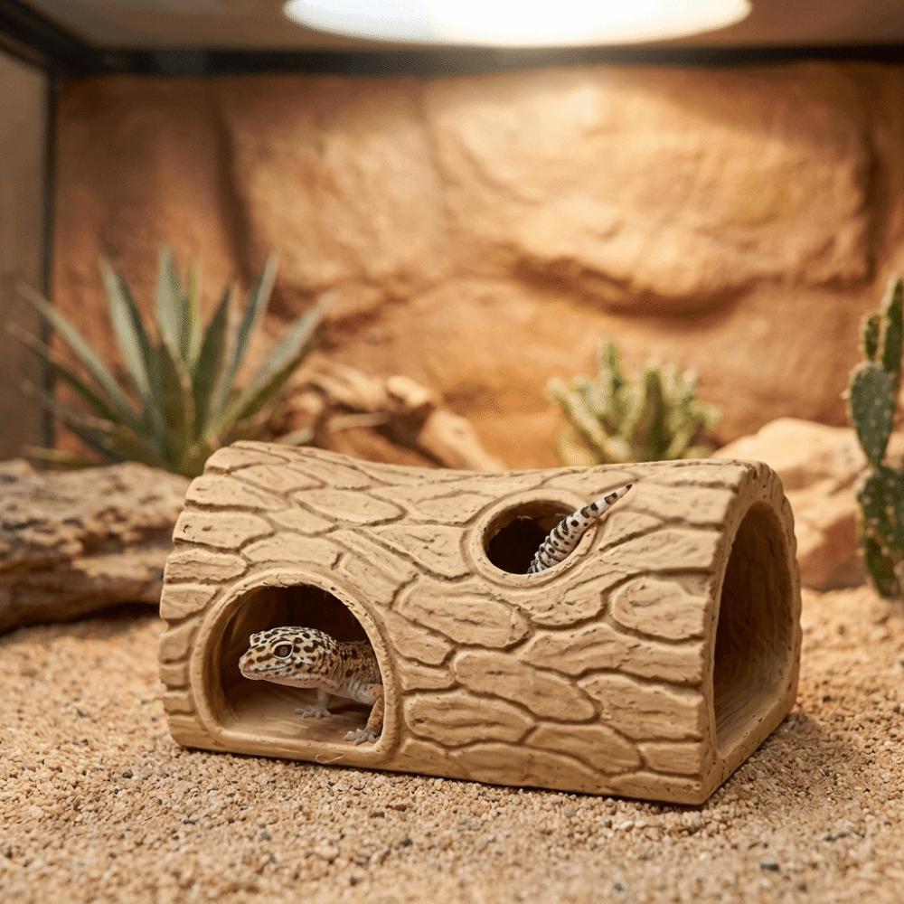 Tree Hole Shape Fish Hollow Shelter Plastic Reptile Shelter Reptile Hideout Cave Reptile Habitat