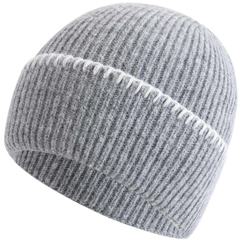 

Hot Sale Unisex Beanie Hats Winter Warm Hats Beanies For Man Women Solid Color Couple Knitted Hats 56cm-60cm світло-сірого кольору