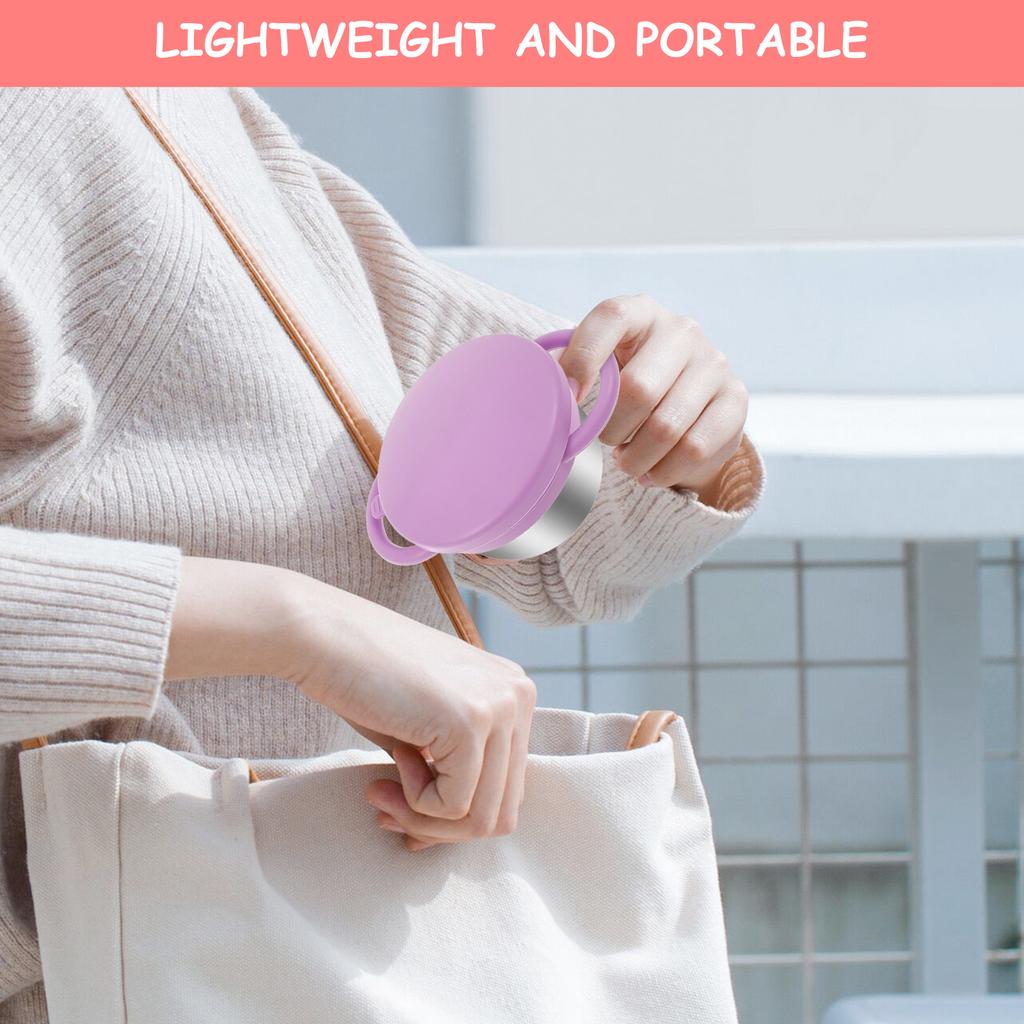 2 Pcs Portable Toddler Snack Cup Spill Proof Baby Snack Container with Removable Lid and Handle for Home Outdoor and Traveling