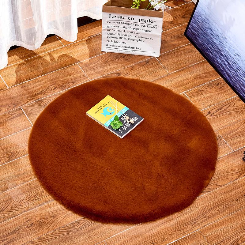 Round Plush Imitation Rabbit Fur Carpet for Living Room, Bedroom, Coffee Table, Bedside, or Entrance
