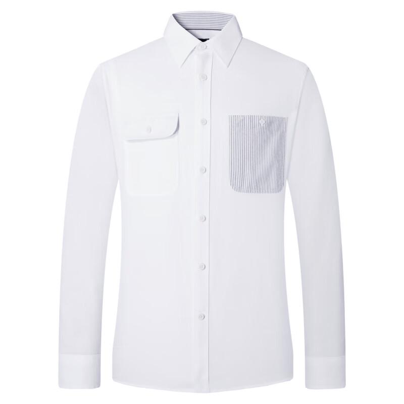 SEPTWOLVES Men's Striped Patch Pocket Casual Long-Sleeve Shirt