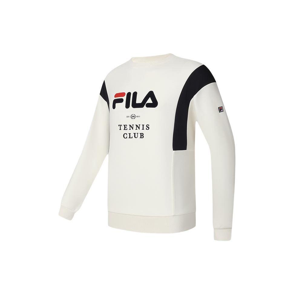 Fila Letter Round Neck American Style Loose Sports Sweatshirt Men Sweatshirt White A11M413206F-IV