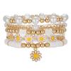 Hot Selling Girlfriend Bracelet Bohemian Pink Bow Pendant Bracelet Female Pearl Crystal Bracelet Set