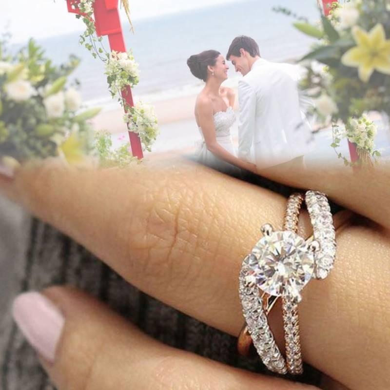 Exquisite Rose Gold Zirconia Ring For Women European And American Style Jewelry