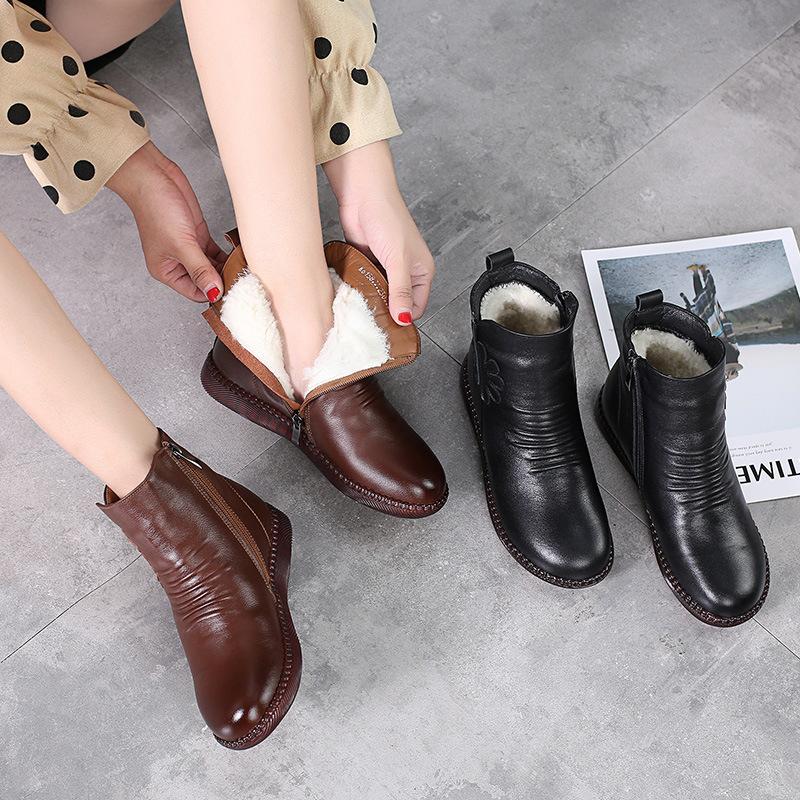 GKTINOO Genuine Leather Women Boots 2025 Winter Natural Wool Fur Genuine Leather Women Snow Boots Large Size Women Winter Shoes