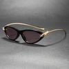 New Cat Eye Sunglasses UV400 Metal Small Oval Women Vintage Unisex Shades for Outdoor Travel