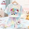 Vasaros Kawaii Hello Kitty Rinkinukai Kvėpuojantys Minkšti Vaikų Drabužiai Kūdikio Mergaitėms Mielas Animacinis 3D Spaudinys Trumpomis Rankovėmis Plonas Dviejų Dalių