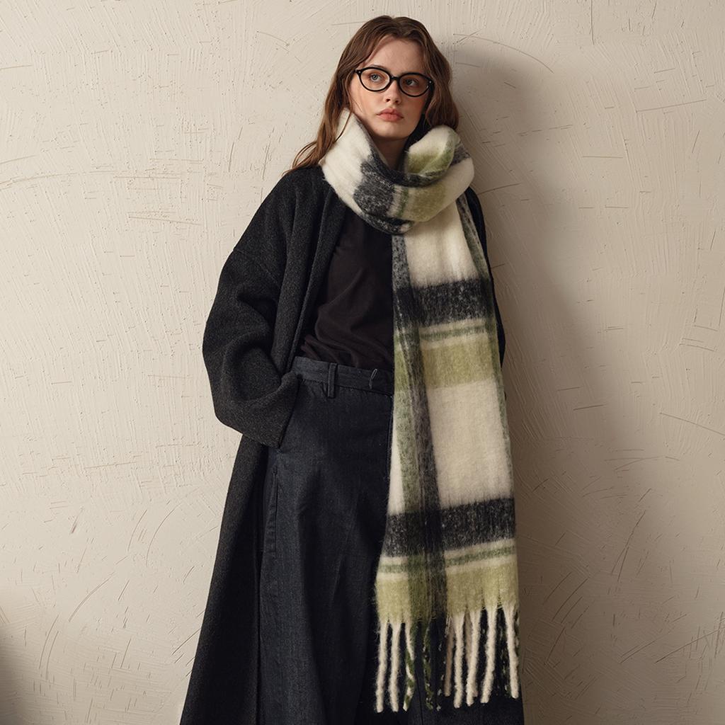 Autumn and winter imitation cashmere plaid scarf women's soft enlarged thick scarf shawl