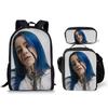 Zaino Grande Capacità Billie Eilish Con Astuccio E Borsa Pranzo Per Studenti