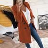 Women's Solid Color Lapel Mid-length Button Imitation Woolen Coat Spring Furry Outerwear Type 2024 Autumn Winter Plus Size New Faux Fur Coat