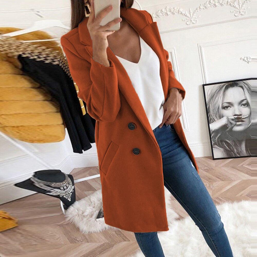 Women's Solid Color Lapel Mid-length Button Imitation Woolen Coat Spring Furry Outerwear Type 2024 Autumn Winter Plus Size New Faux Fur Coat