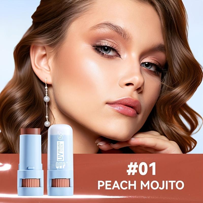 Стик-румяна с SPF 2-в-1, Гелевая текстура, Поворотный тинт для щек, Натуральное сияние, Водонепроницаемый и устойчивый к поту, Портативный стик-румяна 01