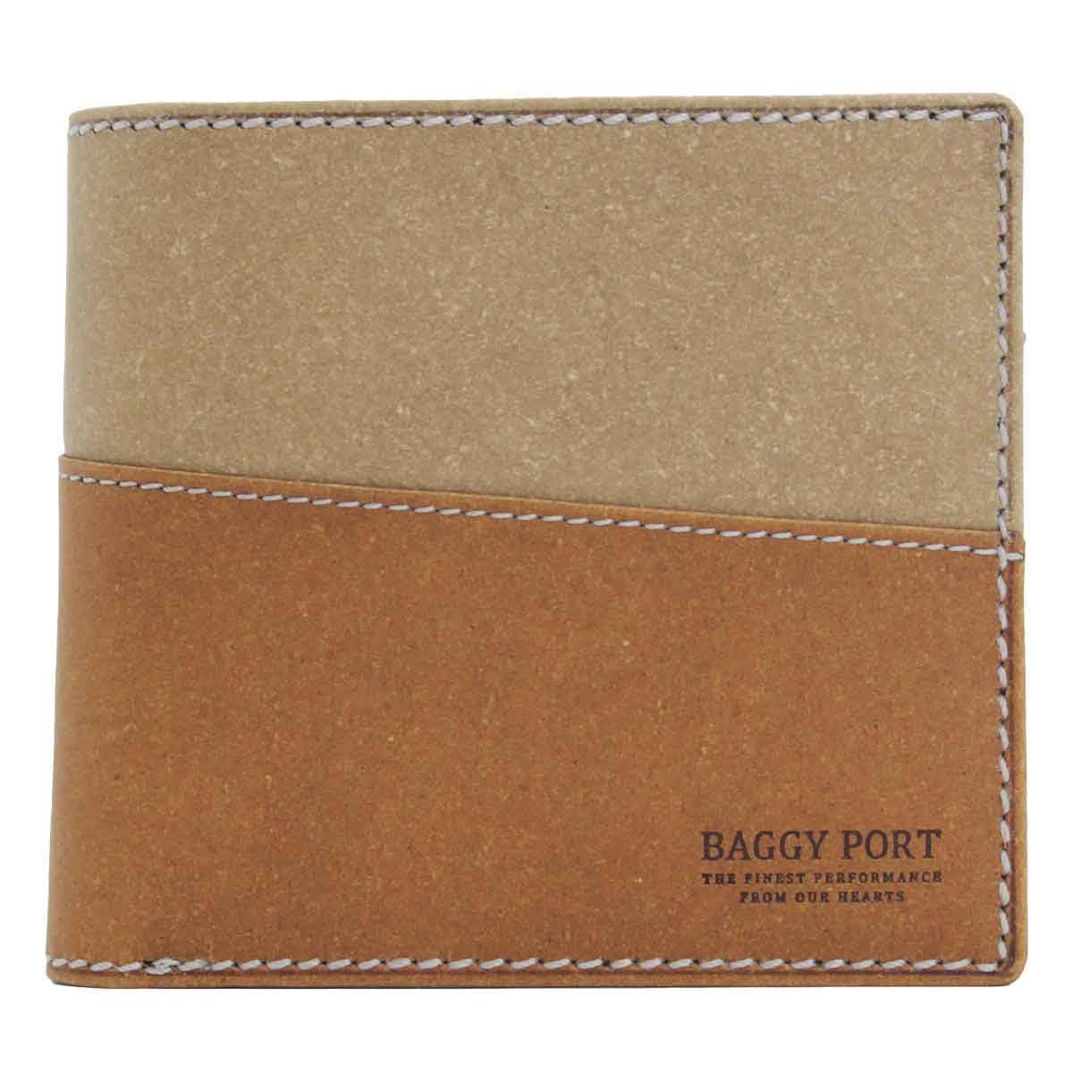 

Bifold Wallet with Coin Purse Genuine Leather Recycled Leather Beige [Baggy Port] Men s BP-ZKM603-BE бежевий