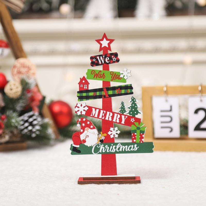 Festival Wood Christmas Decorations Christmas Tree Crafts Tabletop Centerpieces for Indoor Home Shops Decorations