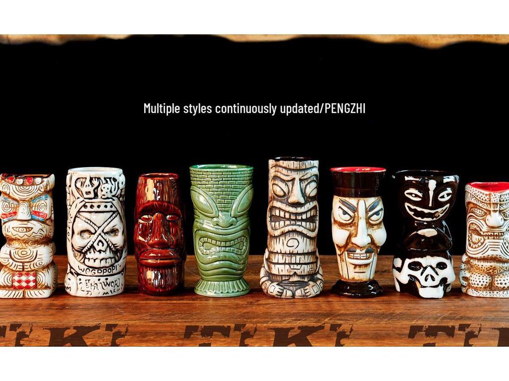 Hawaiian Tiki Zombie Skull Ceramic Cocktail Glass