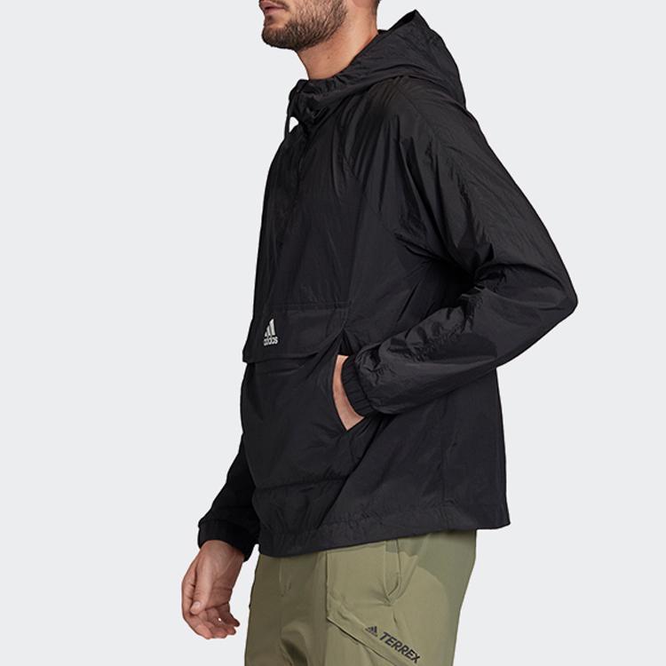 Adidas Logo Casual Sports Hooded Jacket Men Outerwear Black FI0620