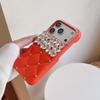 Fashion 3D Grid Glitter Diamond PU Leather Hard PC Phone Case for iPhone Air 16 15 14 13 17 Pro Max Bling Rhinestone Girly Cover