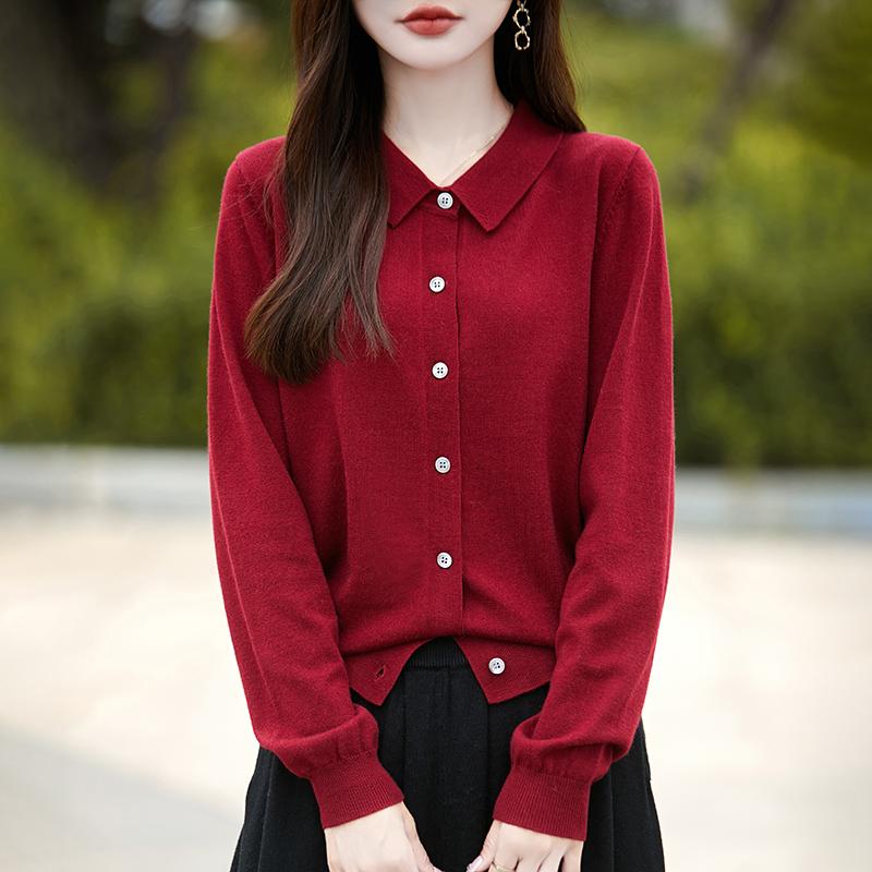 Dámský kašmírový kardigan Qinghe kašmír 50% vlna 50% hedvábí Dámský podzimní a zimní kašmírový kardigan měkký a hřejivý