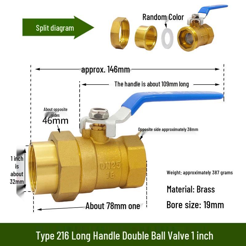 Xiuhui Copper Ball Valve with Male and Female Thread Union for Gas - 1/2", 3/4", 1" Sizes