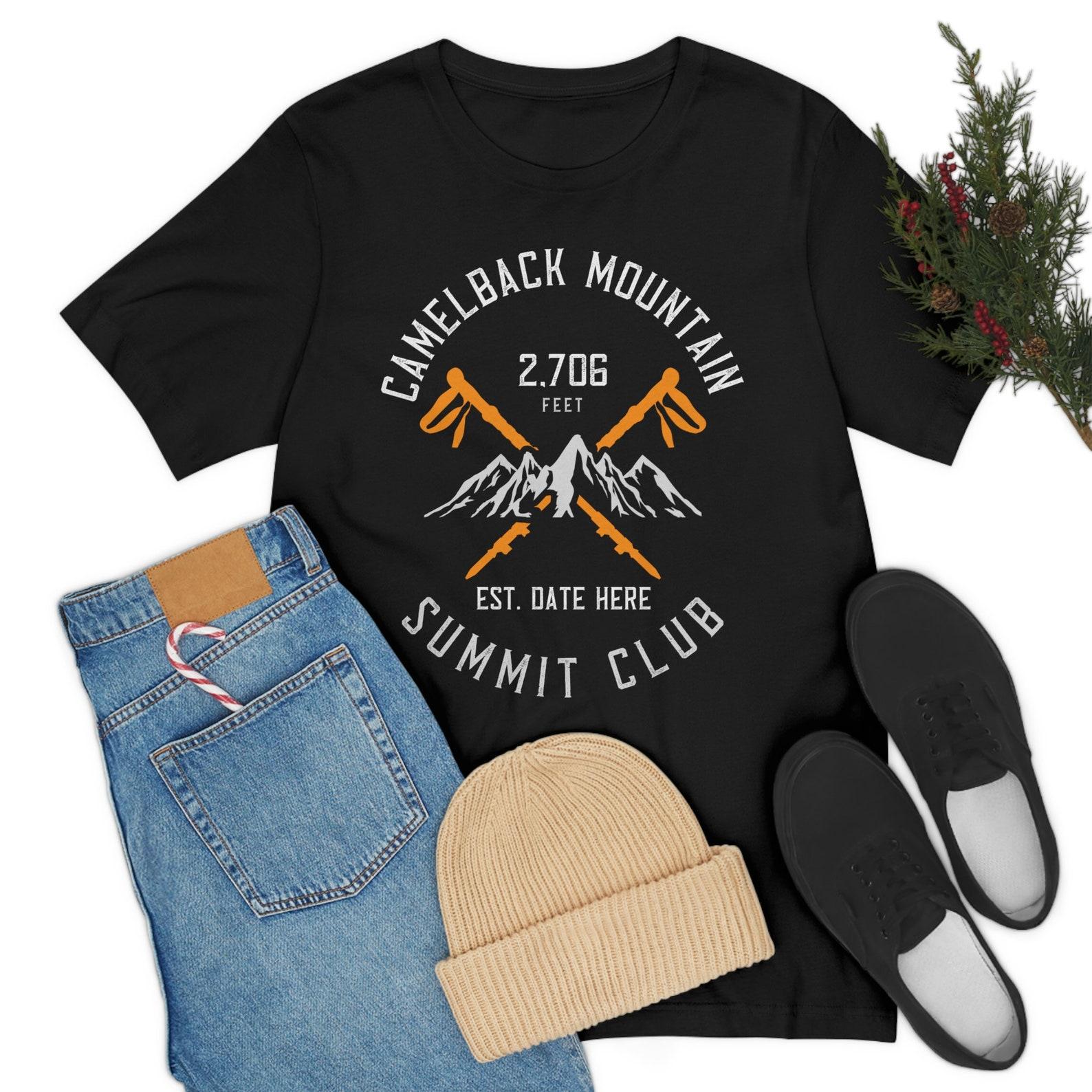 Camelback Mountain Summit Club Unisex Tee Shirt, Hiking ,Mountain Hiker ,Peak Bagger ,Trekker, Nature Lover, Backpacking, Outdoor Person 3XL