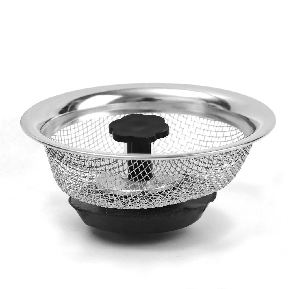 Kitchen Metal Sink Filter Stainless Steel Mesh Strainer Food Waste Drain Hole Bathroom Shower Hair Catcher Stopper Sewer Filter