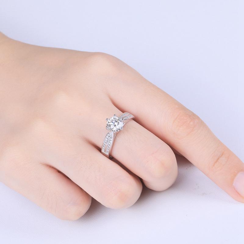 Real 925 Sterling Silver Ring Brilliant Cut Diamond Classic Six Claws D Grade Moissanite Rings For Women Bride Wedding Jewelry