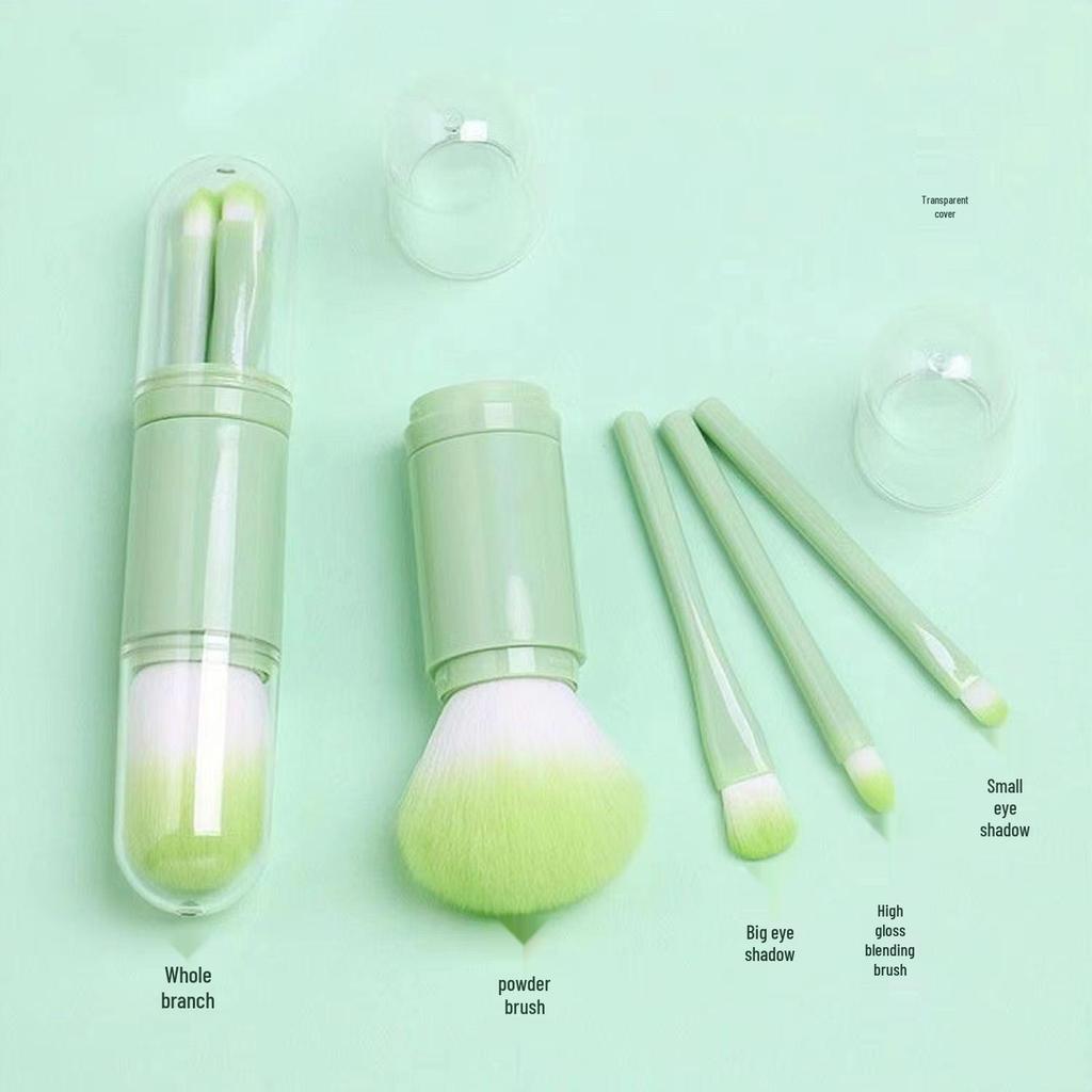 Kompaktes 4-in-1 Make-up Pinselset für Reisen - Lidschatten- & Puderpinsel enthalten