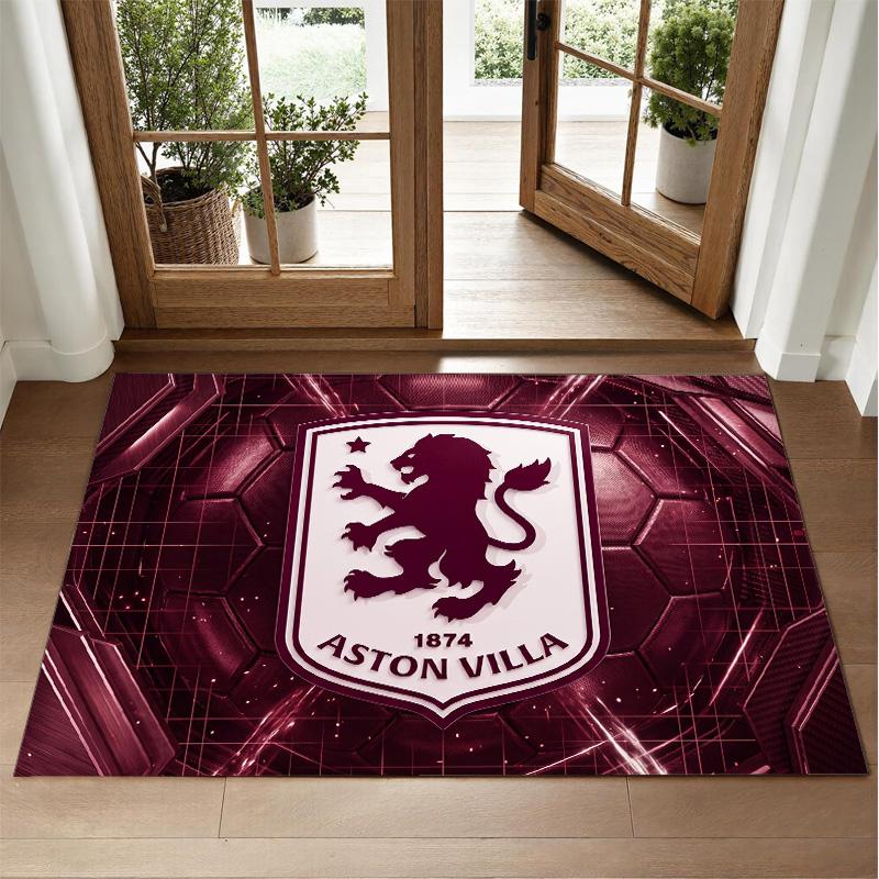 Aston Villa Futbol Tasarımlı Kristal Kadife Halı Yatak Odası Girişi İçin Yumuşak Dekoratif Mat