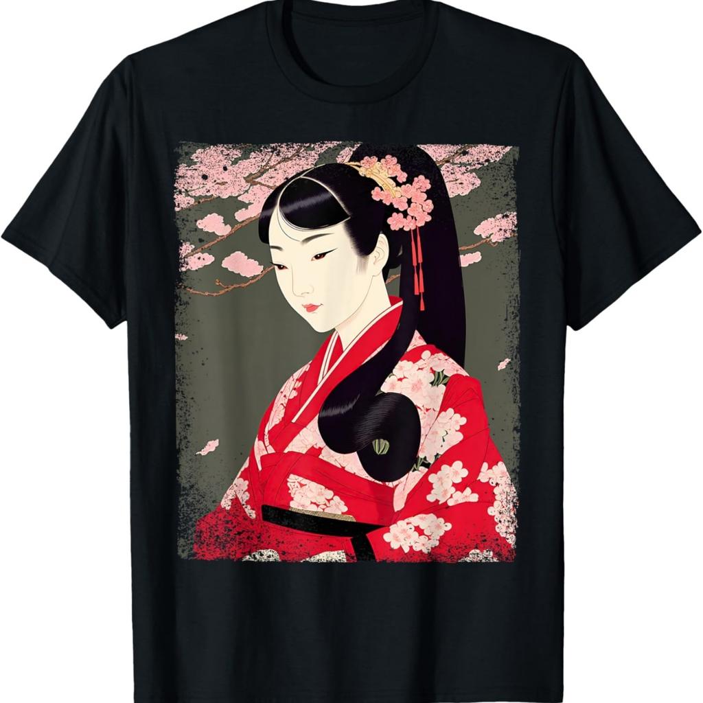 Ukiyo-e Art - Beautiful Woman Under Cherry Blossoms T-Shirt