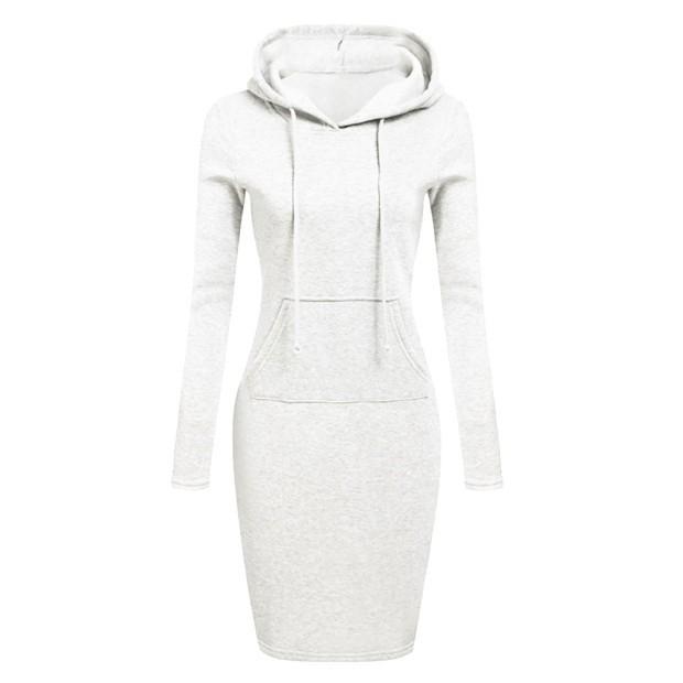 2026 Autumn/Winter European American Women's Solid Color Hooded Long Sleeve Dress