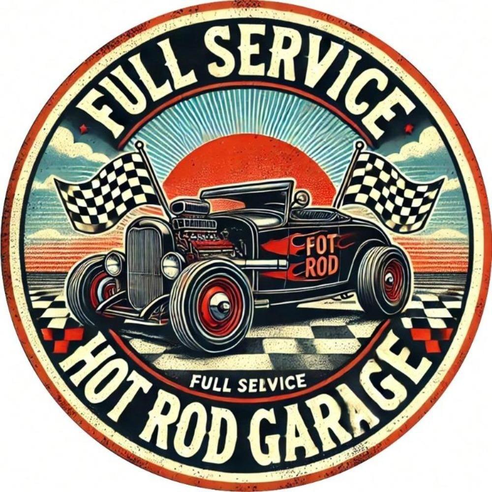 Vintage Hot Rod Garage Tin Sign 8x8 Inch Metal Wall Art Decor Kitchen Bar Cafe Home Plaque