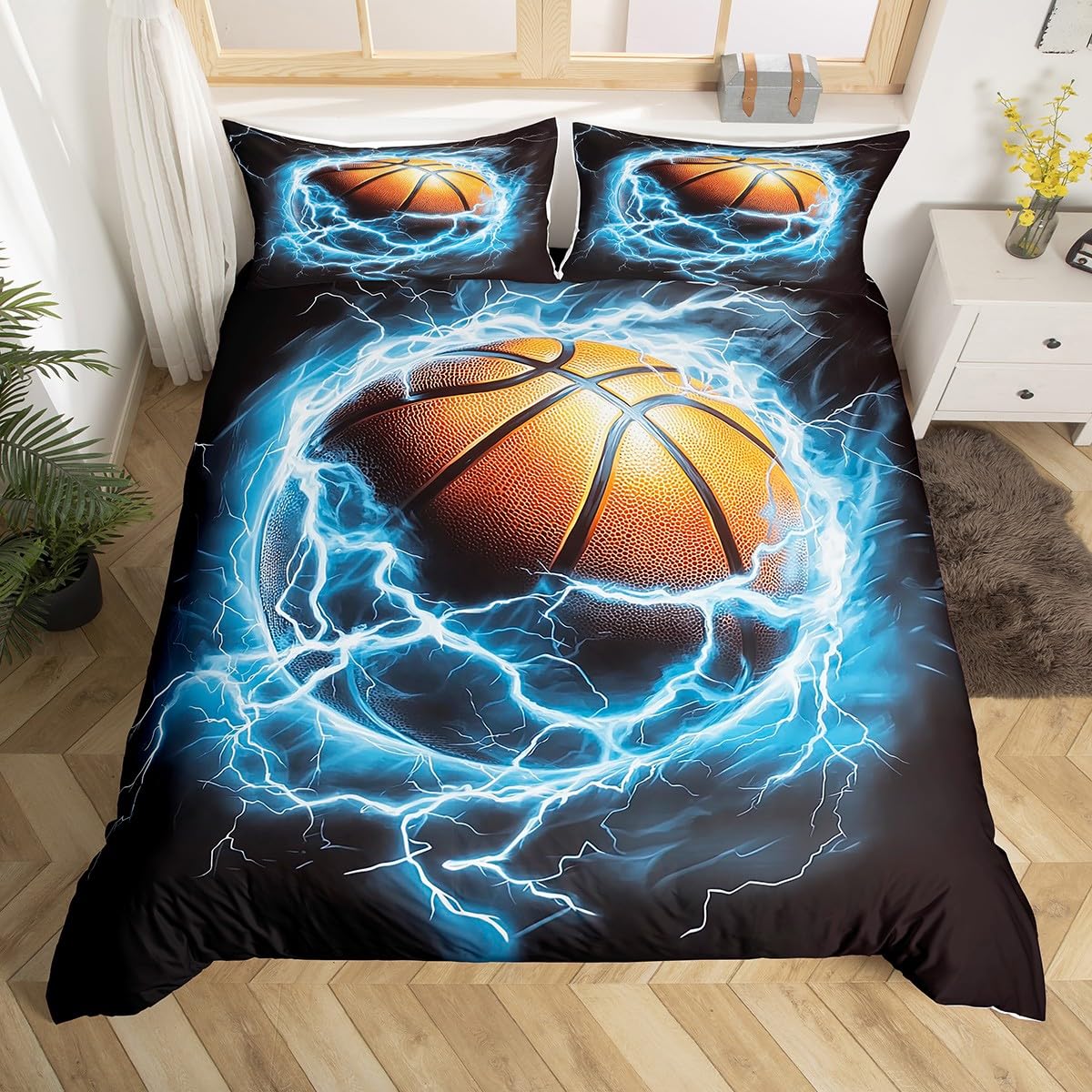 

3D Basketbal Soft Duvet Cover Sports Game Baseketbal Beding Set Ful for Children Kids Young Boys Young Girls Bedrom Decor Baseketbal Warm Comforter 120*200cm Single