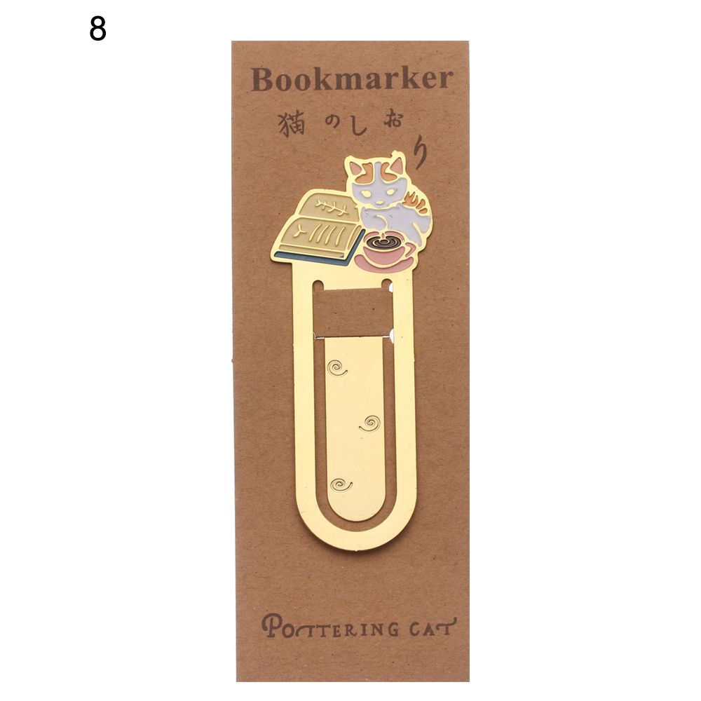 Gift Gold-plated Metal Book Folder Bookmark Cute Cats Label