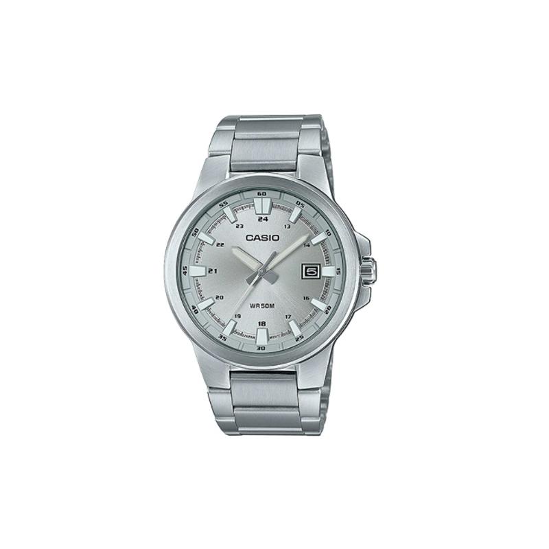 

Casio CASIOSTANDARD series is simple and fashionable, quartz movement, stainless steel strap, Japanese and Korean watch, men s watch, MTP-E173D-7AV серебряный