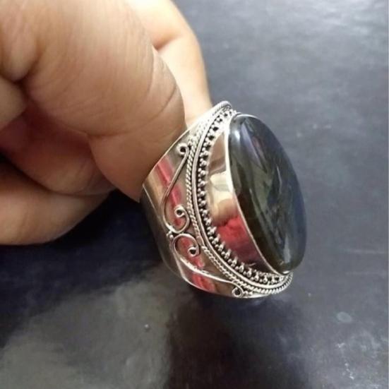 Retro Männer Fingerring mit Faux-Türkis-Intarsien, Verlobungsfeier, Schmuck, Weihnachtsgeschenk