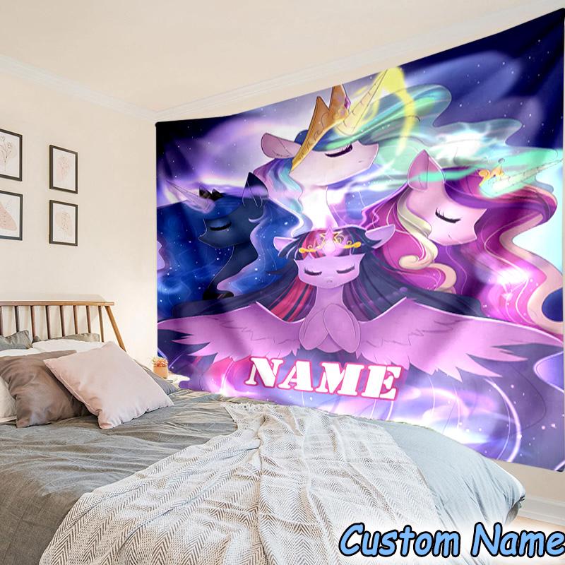 Custom Name Tapestry Rainbow Unicorn Tapestry, Unique Design Tapestry, Suitable for Bedroom,Livingroom, Playroom,Heartwarming Fan Holiday Gifts