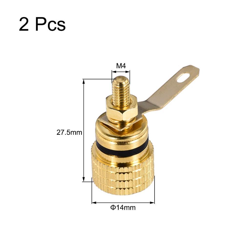 uxcell Speaker Terminal Binding Gold 4mm Banana Plug Socket Connectors Black 1 Posts, Plated, (1 + Red)