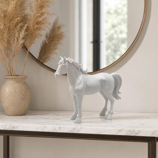 Pferdestatue, 3D-gedruckte realistische Pferdeskulptur, Sammler-Tierskulptur, Feng Shui Ornamente für Heim- und Büro-Schreibtischdekoration