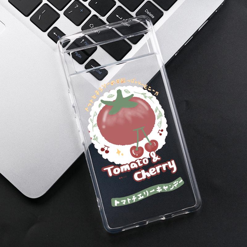 

Japan Korea Cute Tomato Pattern Phone Case For Google Pixel 8A 8Pro 6 6A 5G 7 Pro 7A Vegetable Transaprent Soft Cover Fundas Pixel 6