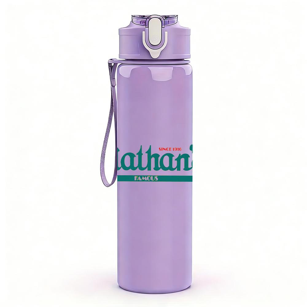 1PC Nathan's Hot Dog Retro Brand Text Print 750ml Portable Sports Water Bottle Leakproof Gym Outdoor Travel Drink Cup