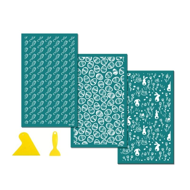 Easters Silk Screen Stencils Rabbits Mesh Transfers Stencils Reusable Screen Printing Stencils for Earrings Making