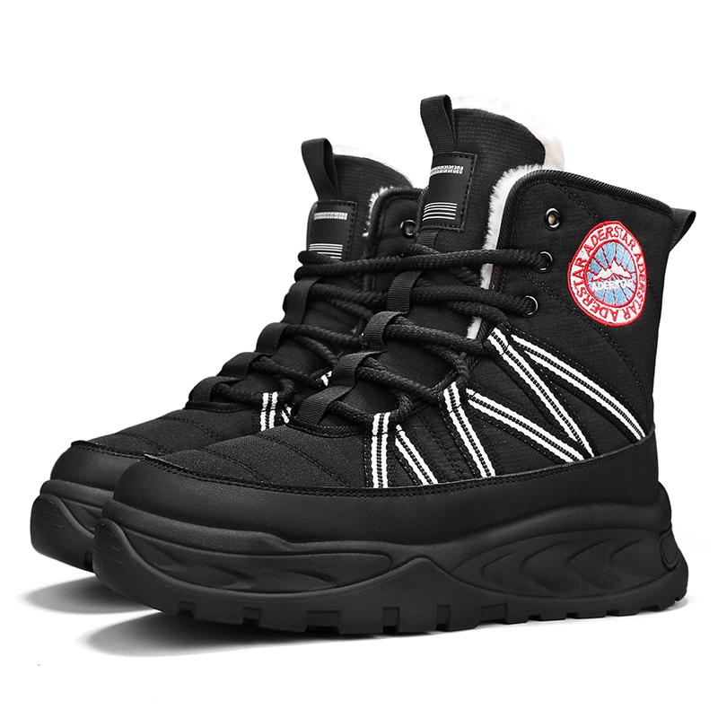 Зимние теплые ботинки мужские высокие зимние ботинки уличные мягкие повседневные кроссовки 44 чёрный