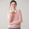 Patchwork Lapel Cashmere Sweater: Women's Slimming Knitwear Pullover