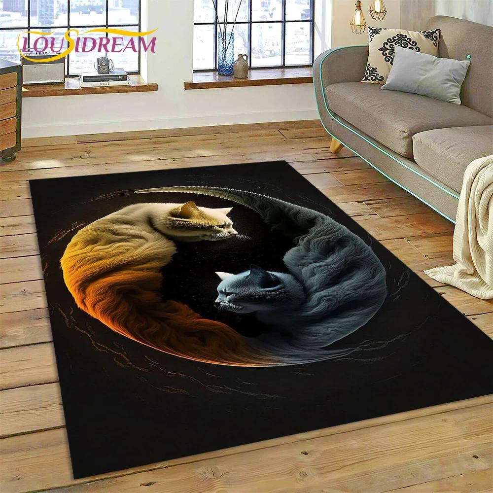 Yin and Yang 3D Naturalize Chinese Tai Chi Carpet Rug for Home Living Room Bedroom Sofa Doormat Decor,Kids Area Rug Non-slip Mat