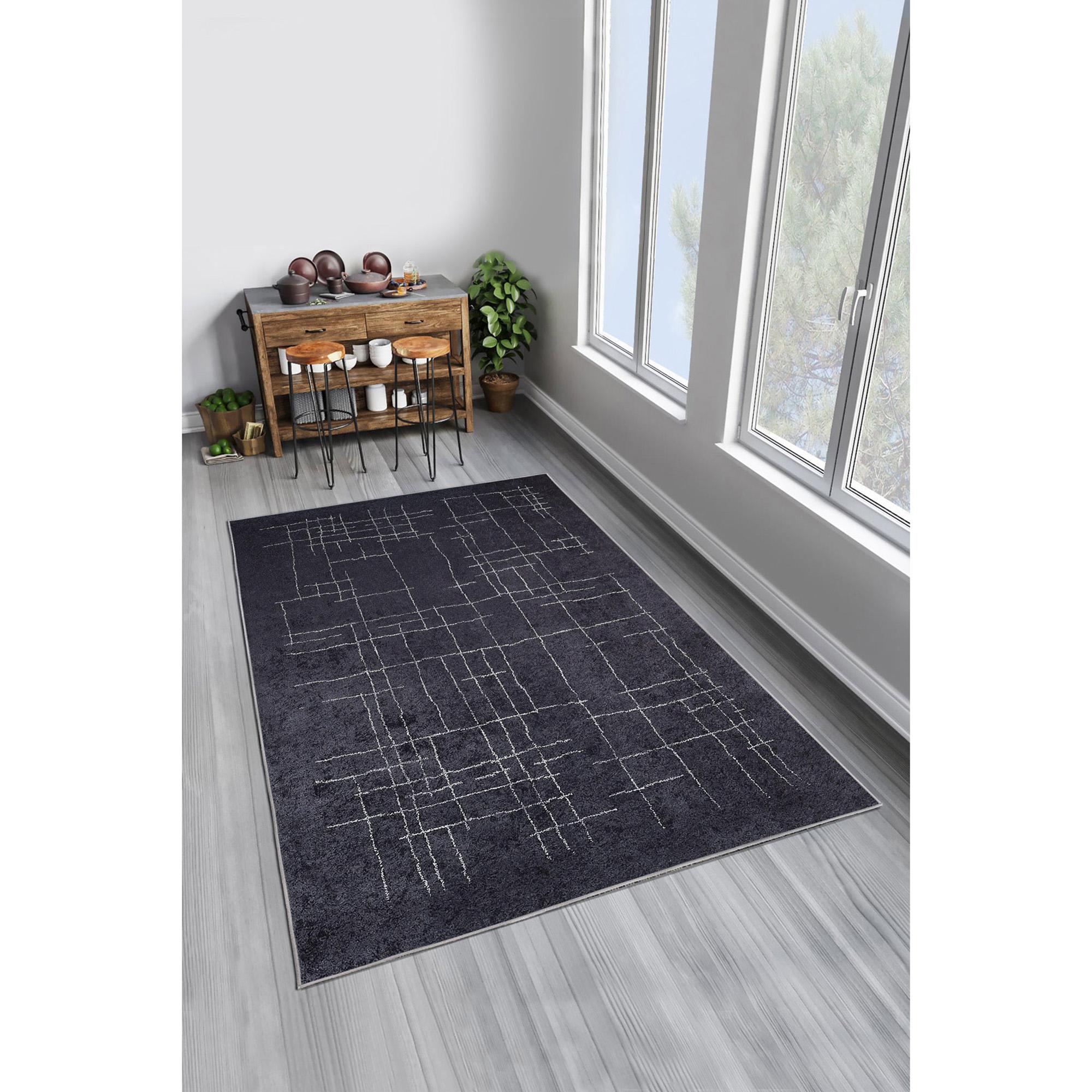 

Декоративный нескользящий ковер для гостиной с рисунком линии пола Специальный дизайн, тонкий, моющийся ковер 40 x 60 cm чёрный