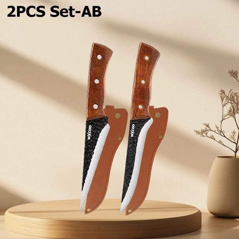 WXCOO Stainless Steel Kitchen Knife Hand Forged Full Tang Rosewood Handle Boning Knife Butcher Knife Meat Cleaver with Sheath