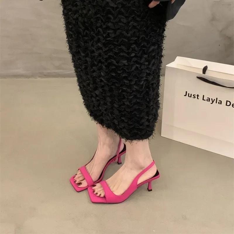 

Мода 2025 Лето Женские туфли-лодочки на высоком каблуке, Повседневные и удобные туфли-стилет с мягкой подошвой, Модные сандалии для женщин 38 красный